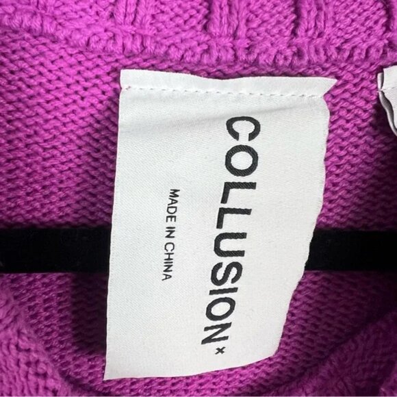 Collusion Unisex Logo Knit Sweater Size L Fuzzy Graphic Front - Picture 6 of 8